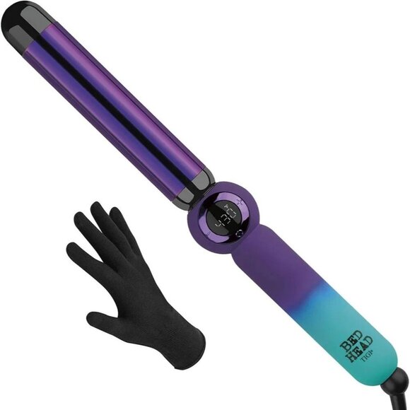 Bed Head Rough Volume Digital Hair Curling Wand Fast Heat 1-1/4 Inch With Glove - Picture 1 of 12